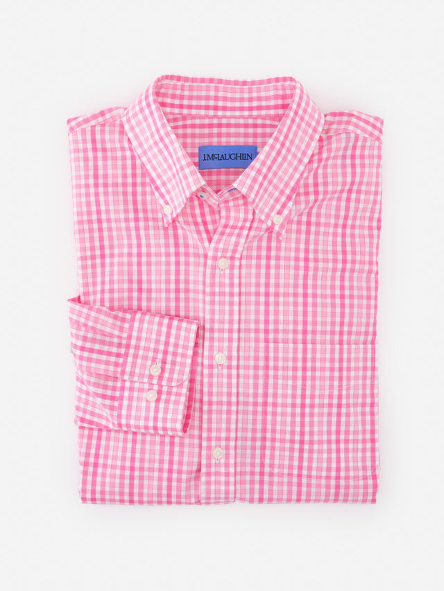 White/Pink Gingham Multi Belvedere Cotton Shirt | Men's Shirts | J.McLaughlin