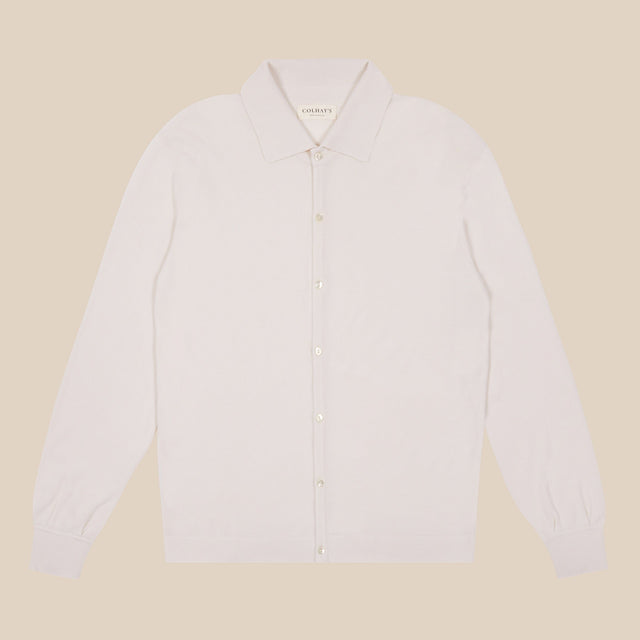 Cashmere silk resort shirt in ivory