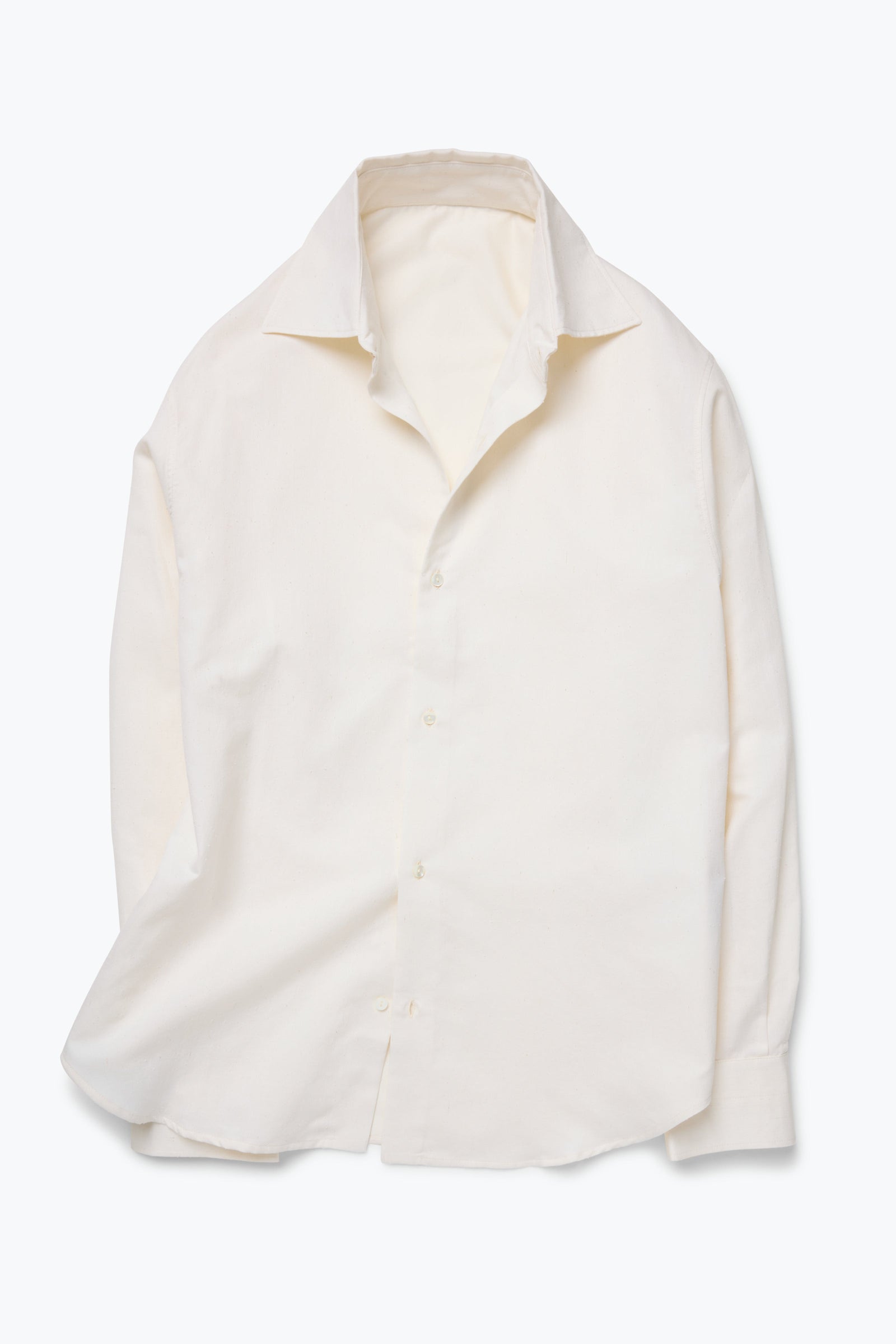 Spread Collar Shirt Cotton Silk Slub