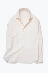Spread Collar Shirt (Ivory Cotton Silk Slub)