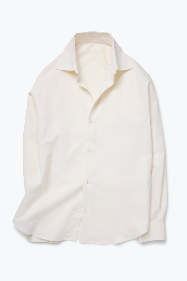 Spread Collar Shirt (Ivory Cotton Silk Slub)