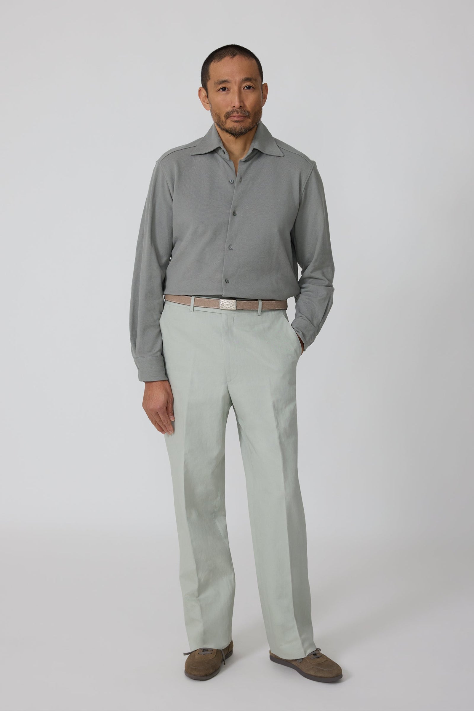 Spread Collar Double Cotton Pique