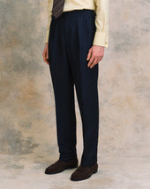 Navy Linen Blend Heritage Trousers