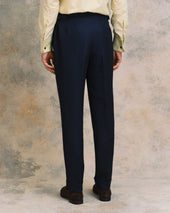 Navy Linen Blend Heritage Trousers