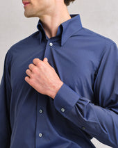 Ink Blue Hidden Button Down Shirt