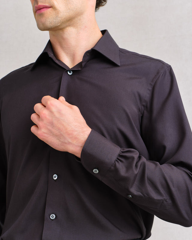 Charcoal Silk Classic Collar Shirt