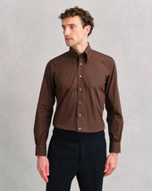 Brown Hidden Button Down Shirt