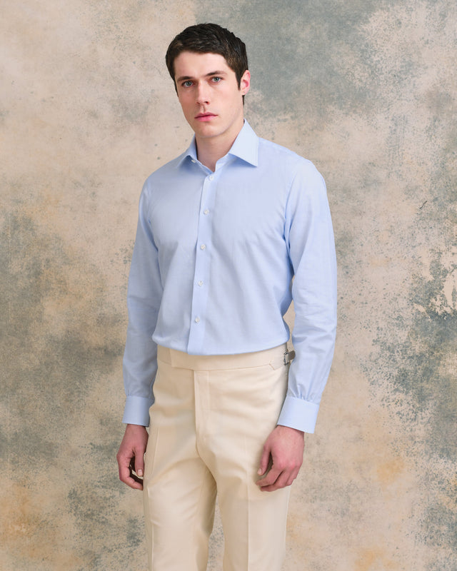 Blue Linen Blend Shirt