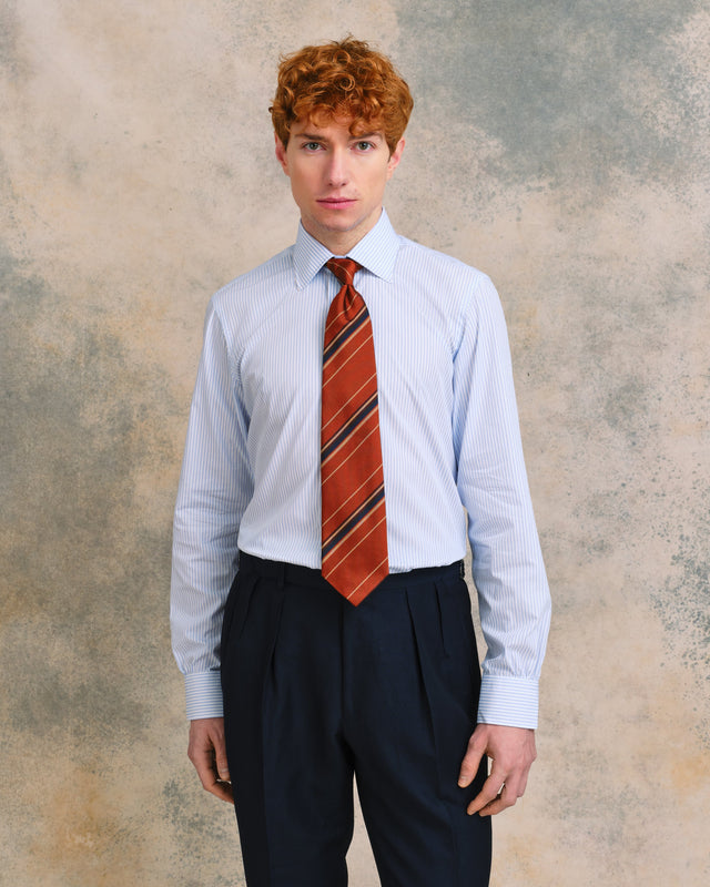Blue multi-Stripe Classic Collar Shirt