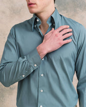 Aqua Hidden Button Down Collar Shirt