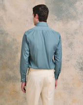 Aqua Hidden Button Down Collar Shirt