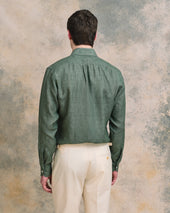 Green Linen Classic Collar Shirt