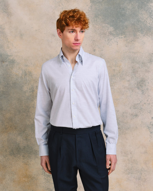 Grey Melange Hidden Button Down Collar Shirt