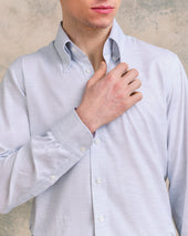 Grey Melange Hidden Button Down Collar Shirt