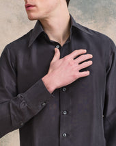 Sandwashed Silk Shirt With Point Collar
