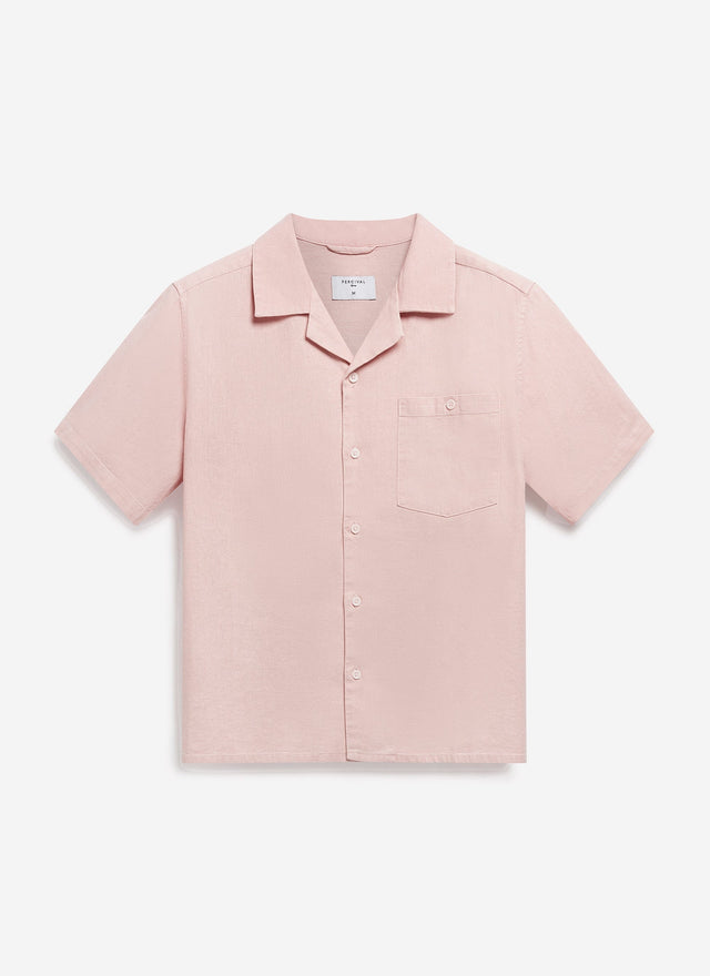 Short Sleeve Cuban Shirt | Linen | Light Pink