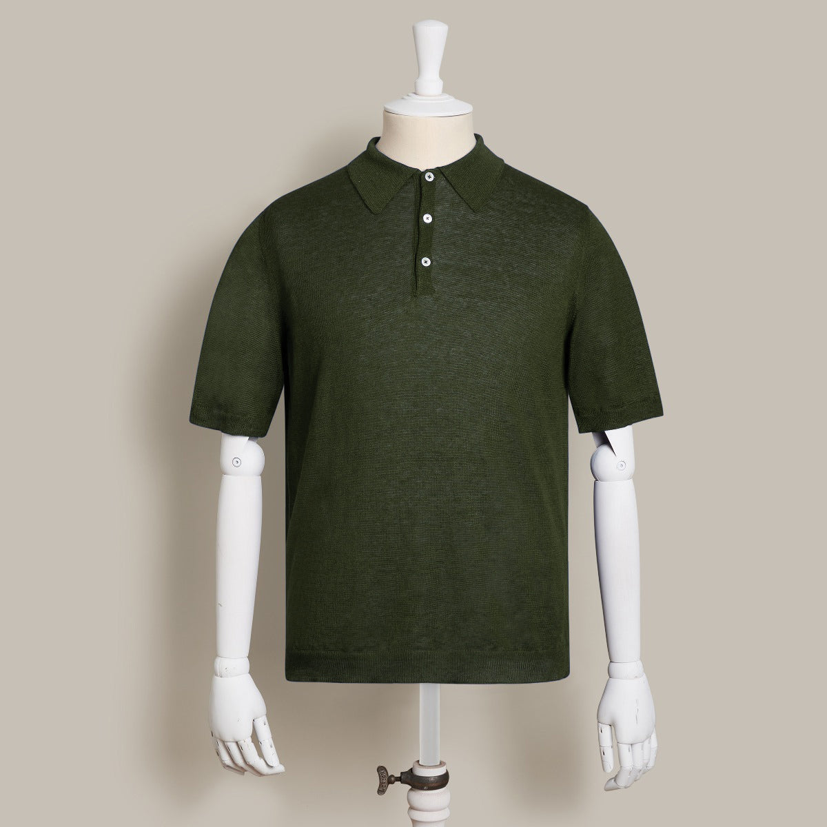 Short Sleeve Knitted Linen Polo Shirt In