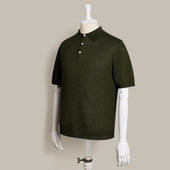 Short Sleeve Knitted Linen Polo Shirt In