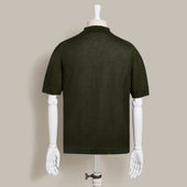 Short Sleeve Knitted Linen Polo Shirt In