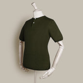 Short Sleeve Knitted Linen Henley Shirt In