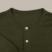 Short Sleeve Knitted Linen Henley Shirt In