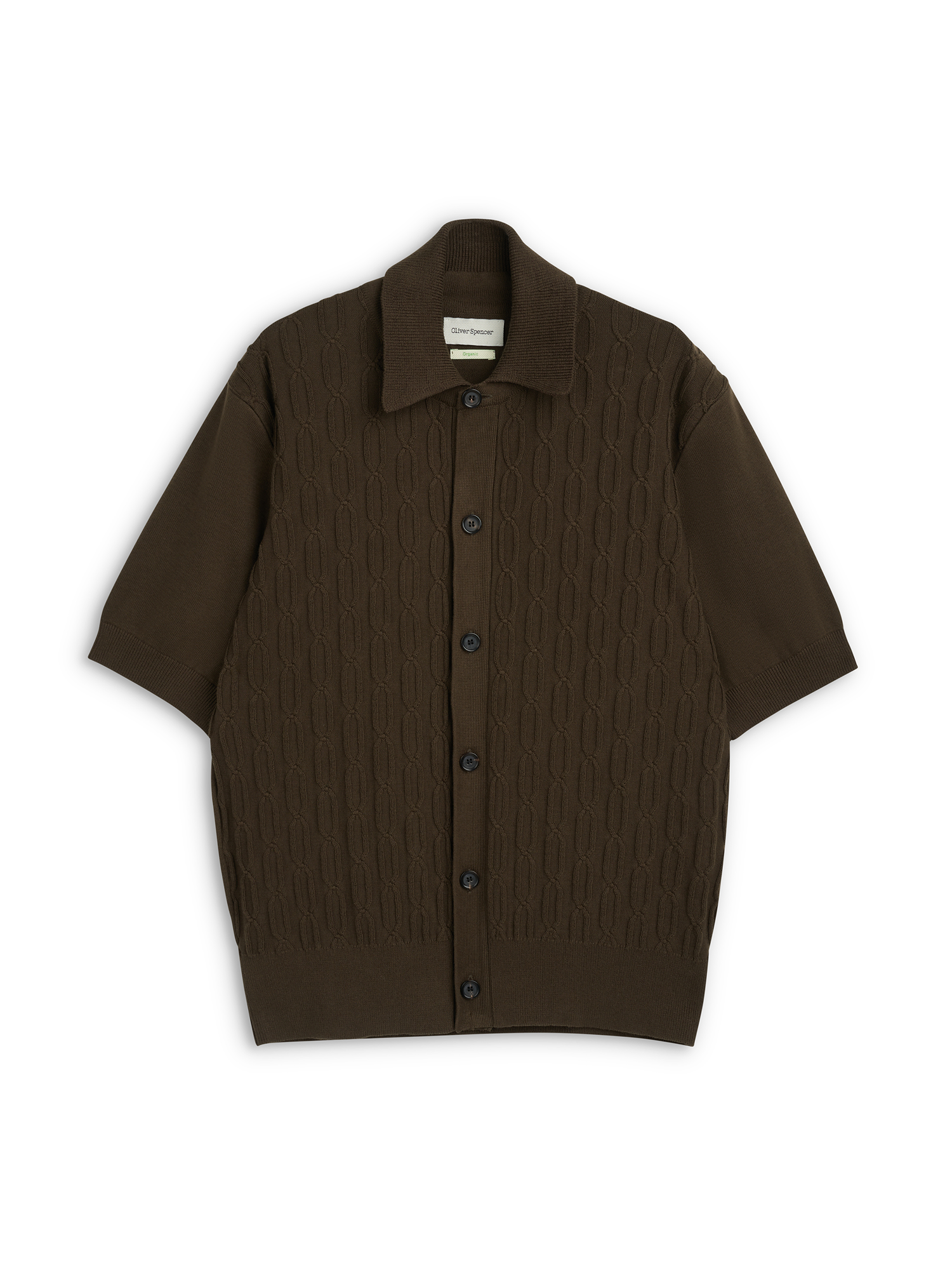 Short Sleeve Rossell Knitted Shirt Penrose Brown