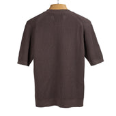 Short Sleeve Crewneck In Brown Irregular Rib Supima Ice Cotton
