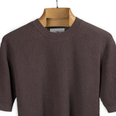 Short Sleeve Crewneck In Brown Irregular Rib Supima Ice Cotton