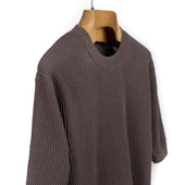 Short Sleeve Crewneck In Brown Irregular Rib Supima Ice Cotton