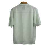 Short Sleeve Crewneck In Pearl Blue Ribbed French Linen