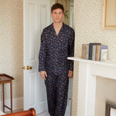 Navy Exclusive Print Silk Cotton Pyjama Set