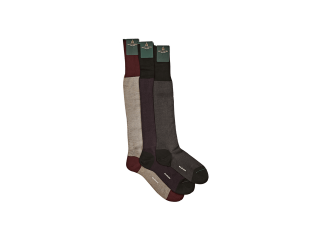 Luxe Socks in Burgundy and Beige Cotton