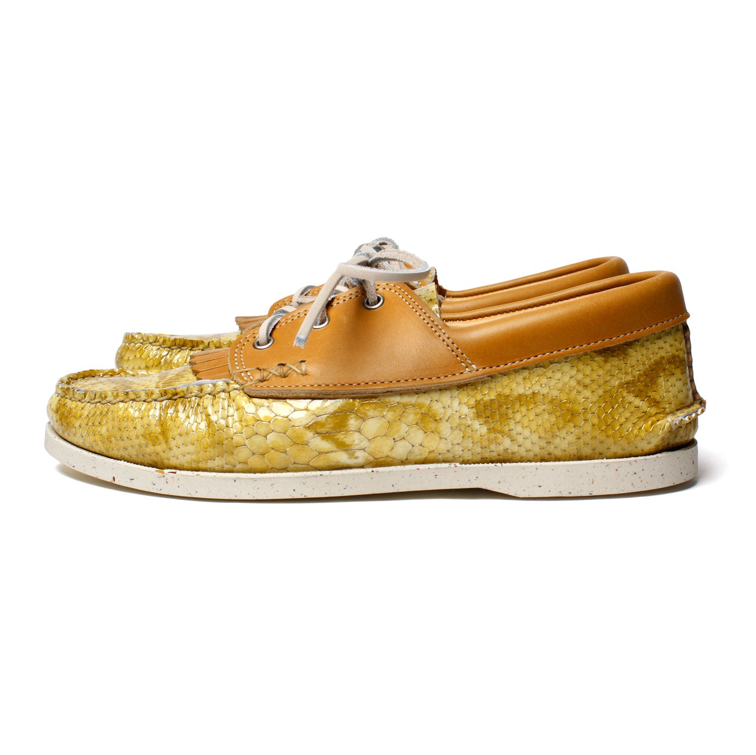 Non Boat Shoe With Kiltie Patent Snake X E Brown Yuketen