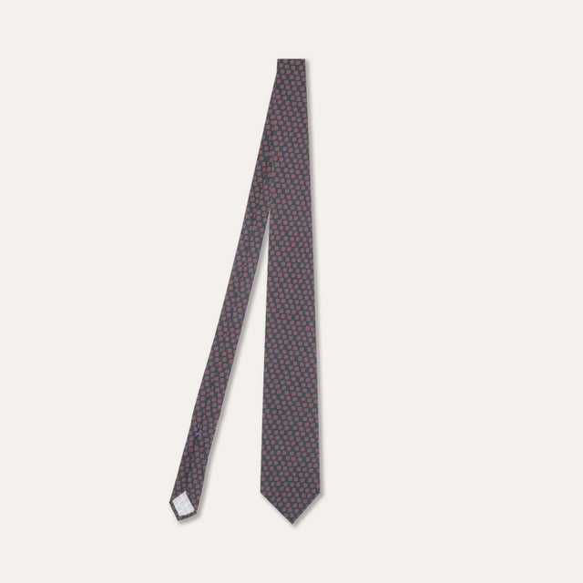 Silk Jumbled Medallion Tie in Moss