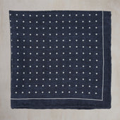 Silk Spotted with Edge Pocket Square in Navy