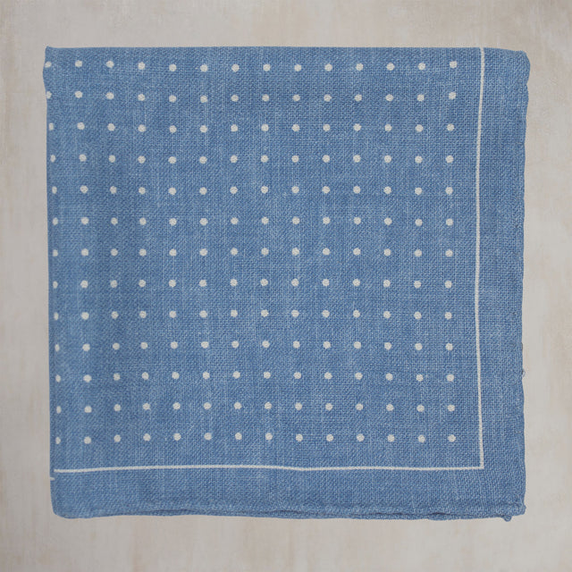Silk Spotted with Edge Pocket Square in Sky