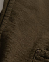SIMMONS REVERSIBLE HALF-ZIP HOODED SWEATSHIRT - DEEP ARMY ALL COTTON LOOPBACK TERRY FLEECE