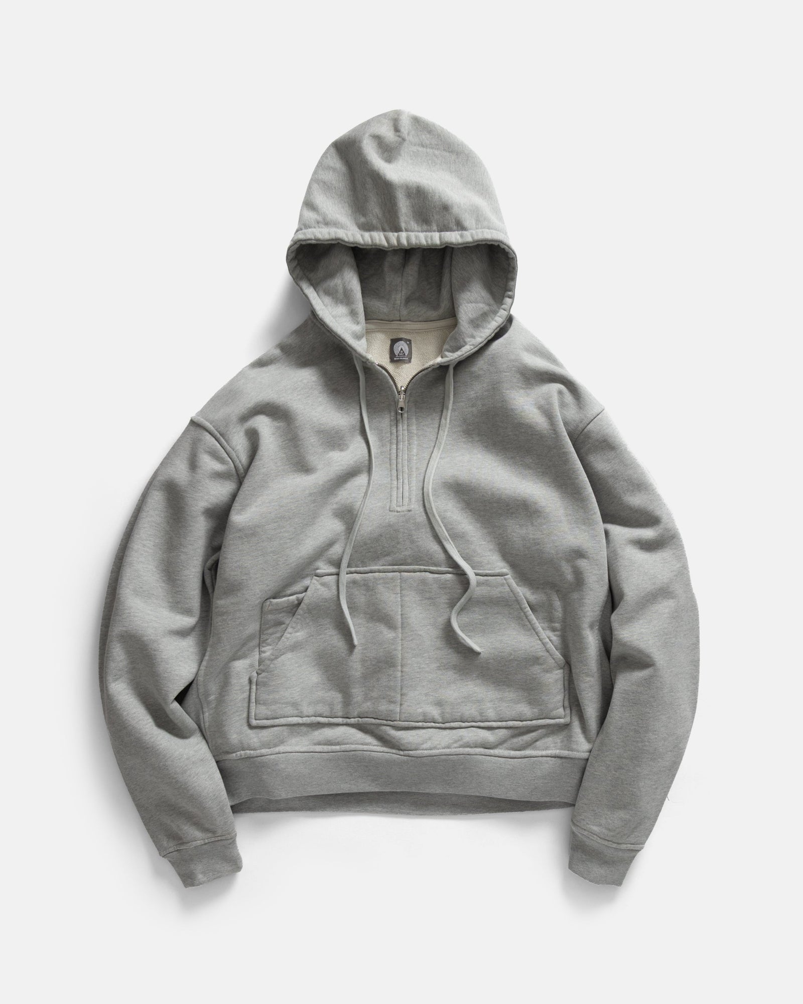 Simmons Reversible Half Zip Hooded Sweatshirt Gym Heather All Cotton Loopback Terry Fleece