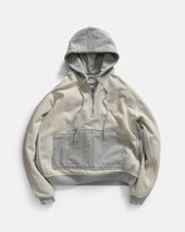 Simmons Reversible Half Zip Hooded Sweatshirt Gym Heather All Cotton Loopback Terry Fleece