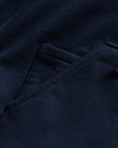 SIMMONS REVERSIBLE HALF-ZIP HOODED SWEATSHIRT - NAVY ALL COTTON LOOPBACK TERRY FLEECE