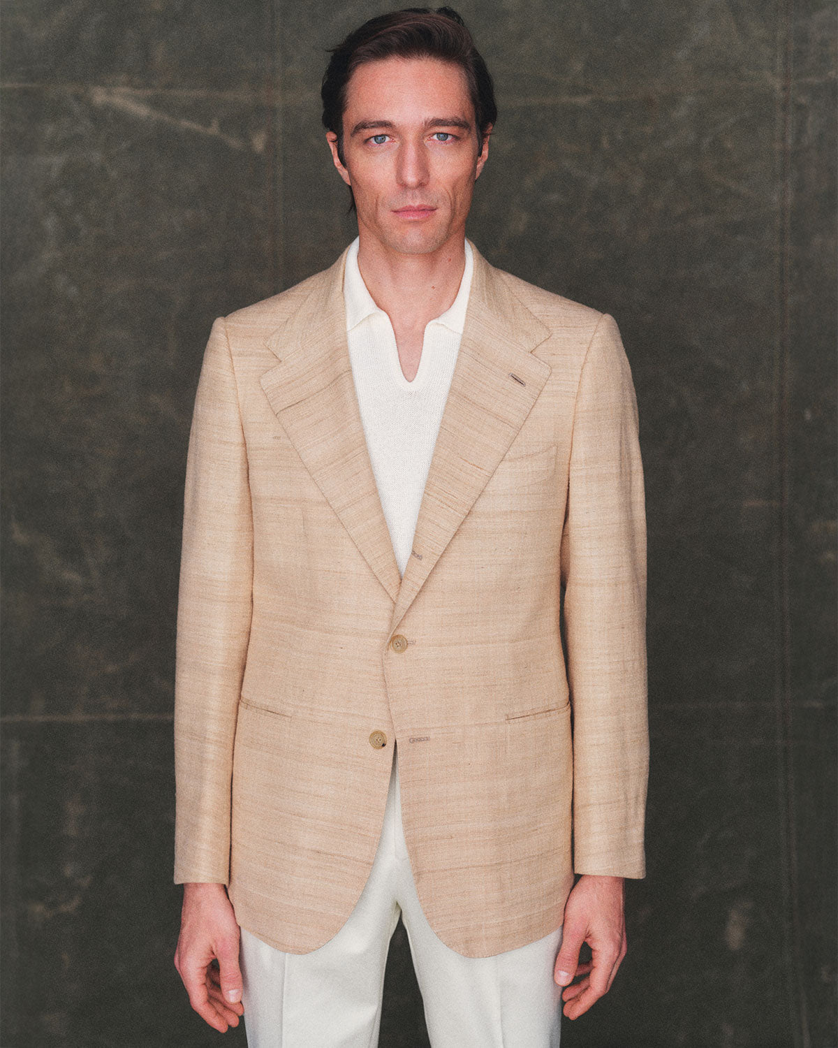 Single Breasted Silk Tweed Jacket In Light