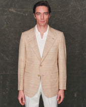 Single Breasted Silk Tweed Jacket in Light Taupe
