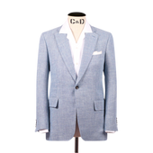 Single Breasted Notch Lapel Jacket in Sky Blue Hopsack