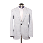 Single Breasted Notch Lapel Jacket in Sky Blue Houndstooth