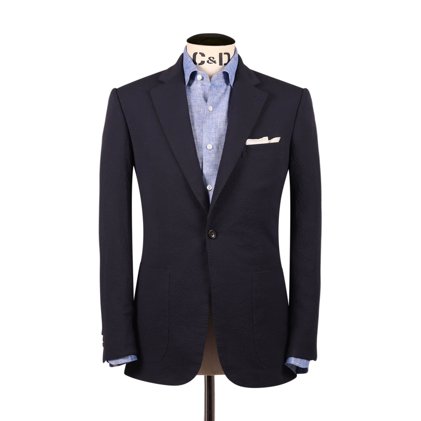Single Breasted Notch Lapel Suit In Seersucker