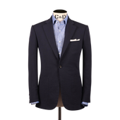 Single Breasted Notch Lapel Suit in Navy Seersucker