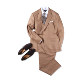 Single Breasted Notch Lapel Suit In Wool Linen