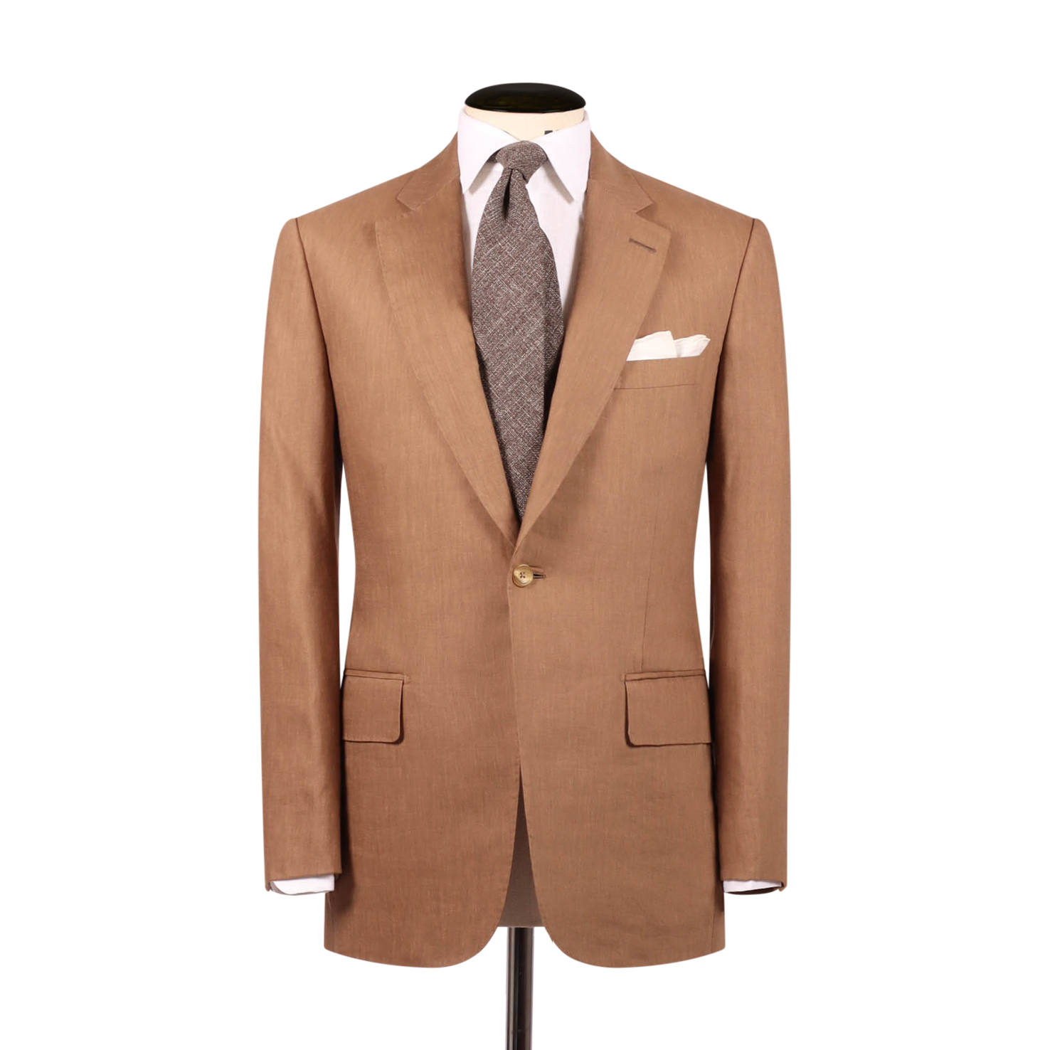 Single Breasted Notch Lapel Suit In Wool Linen