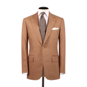 Single Breasted Notch Lapel Suit in Tobacco Wool Linen