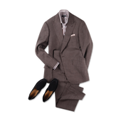 Single Breasted Peak Lapel Suit In Wool Silk Linen